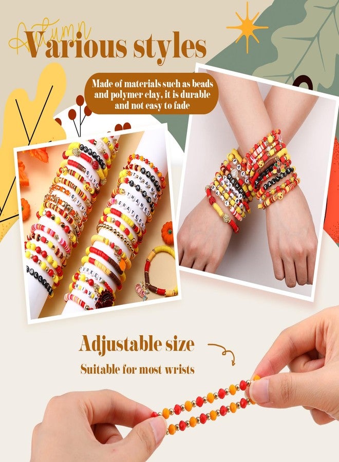 Equsion 100 Pcs Preppy Friendship Bracelets for Women Heishi Surfer Clay Stackable Bead Valentine Boho Y2k Bracelets Gifts(Thanksgiving Day) - Image 3